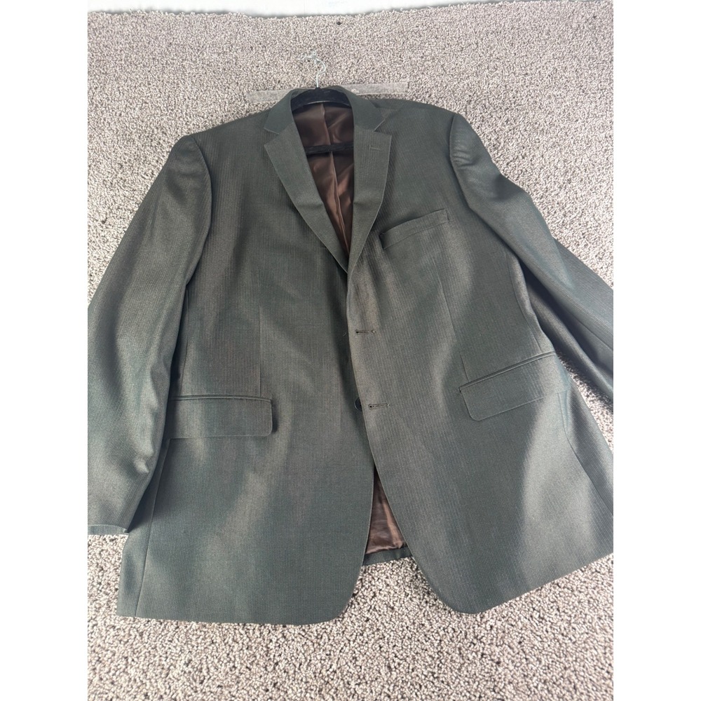 Perry Ellis Portfolio Mens Olive Green‎ 2 Button Blazer Suit Jacket 44R Regular